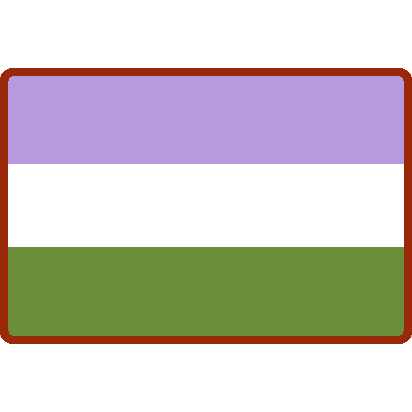 The genderqueer flag in a rust-coloured border